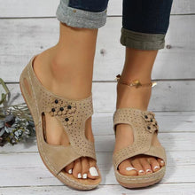 Load image into Gallery viewer, Women's Hollow Open Toe Fish Mouth Wedge Slippers - Libiyi