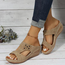 Load image into Gallery viewer, Women's Hollow Open Toe Fish Mouth Wedge Slippers - Libiyi