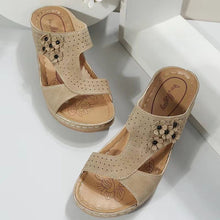 Load image into Gallery viewer, Women's Hollow Open Toe Fish Mouth Wedge Slippers - Libiyi