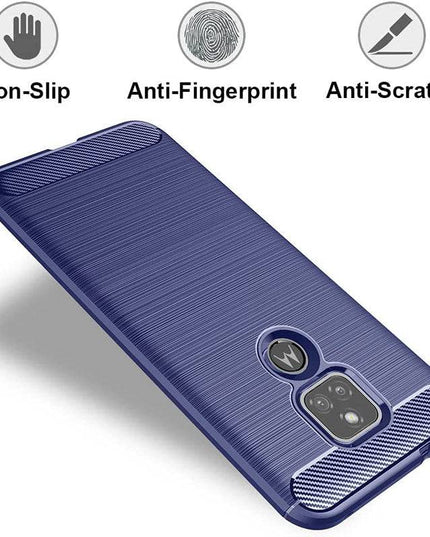 Luxury Carbon Fiber Case For Moto G Play 2021 With Screen Protector - Libiyi
