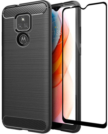 Luxury Carbon Fiber Case For Moto G Play 2021 With Screen Protector - Libiyi