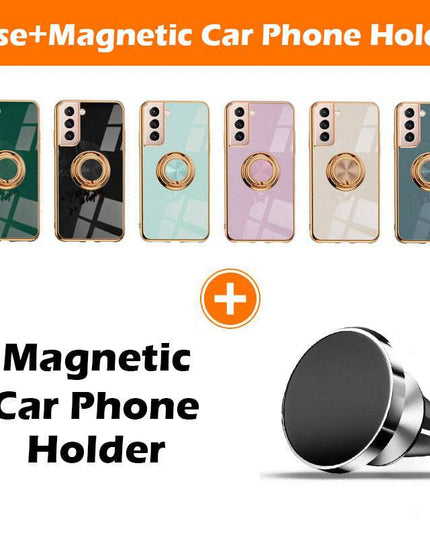 Shiny Plating Built-in Finger Ring Case For Samsung S21 FE - Libiyi