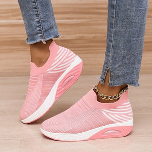 Women's low top fly woven casual sneakers - Libiyi