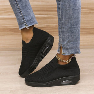 Women's low top fly woven casual sneakers - Libiyi