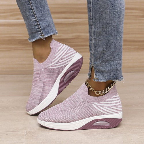 Women's low top fly woven casual sneakers - Libiyi