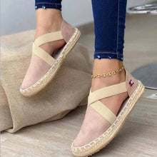 Load image into Gallery viewer, Libiyi Flat Straw Braid Elastic Strap Casual Shoes - Libiyi